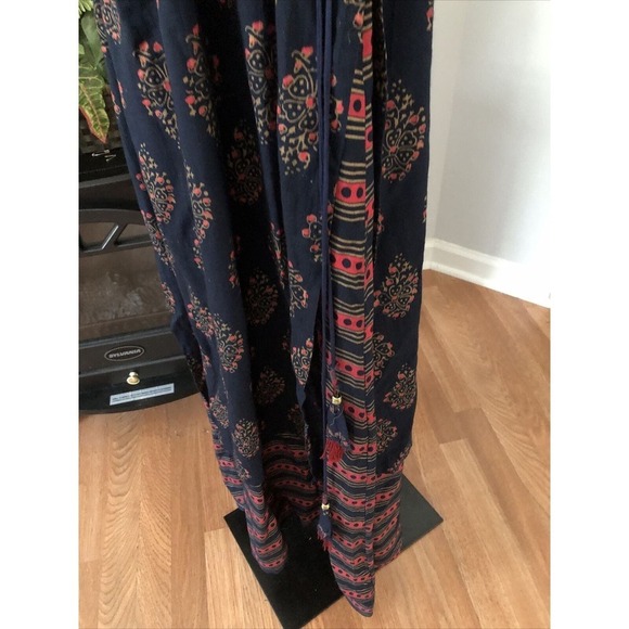 Ladies Printed Cotton Palazzo Suit Small Embellished Beads Missing Maxi Dress - Picture 6 of 13